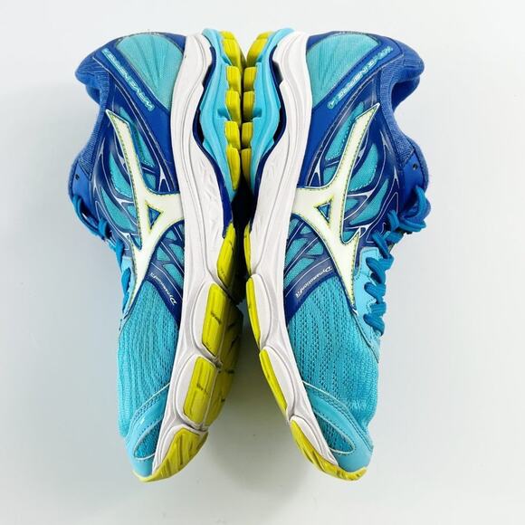 Mizuno Wave Inspire 14 Running Shoes Sneakers Blue Yellow Women 10 - Picture 6 of 16